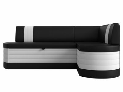 Кухонный угловой диван Токио правый угол, Черный\Белый, артикул 28646