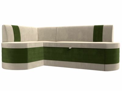 Кухонный угловой диван Токио левый угол, Бежевый\Зеленый, артикул 106533L
