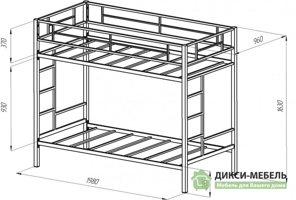 Двухъярусная кровать из массива чертеж