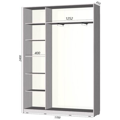 Шкаф-купе Старт 2-дверный без зеркала со вставками 1700 (высота 2400, глубина 450)