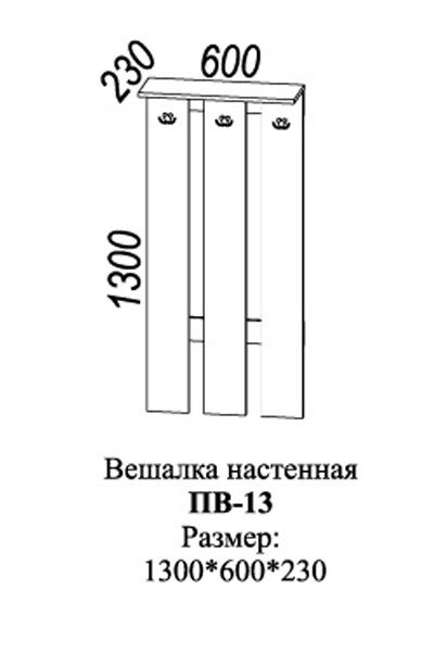 Вешалка настенная ПВ-13 Визит