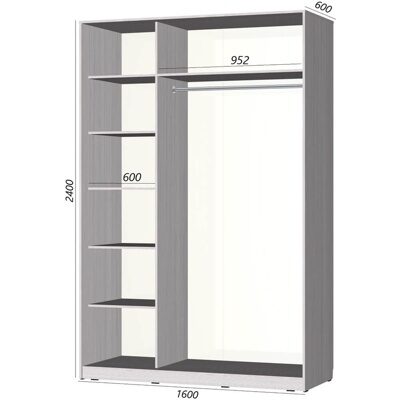 Шкаф-купе Старт 2-дверный без зеркала со вставками 1600 (высота 2400, глубина 600)
