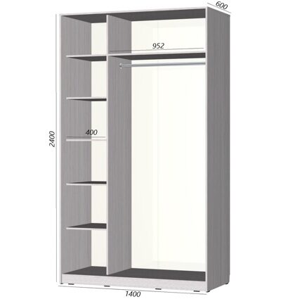 Шкаф-купе Старт 2-дверный без зеркала 1400 (высота 2400, глубина 600)