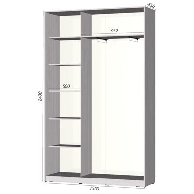 Шкаф-купе Старт 2-дверный с зеркалом и ЛДСП со вставками 1500 (высота 2400, глубина 450)
